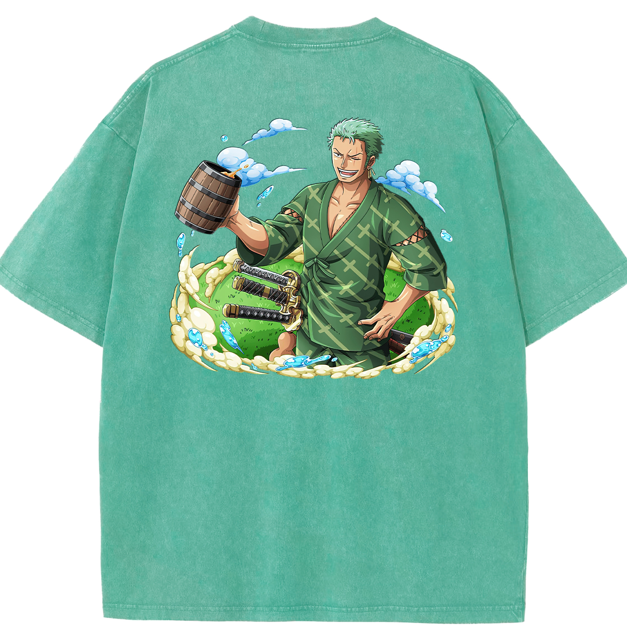 ワンピース ロロノア・ゾロ ONE PIECE Roronoa Zoro 綿100% ヴィンテージ風 半袖Tシャツ（背面プリント）